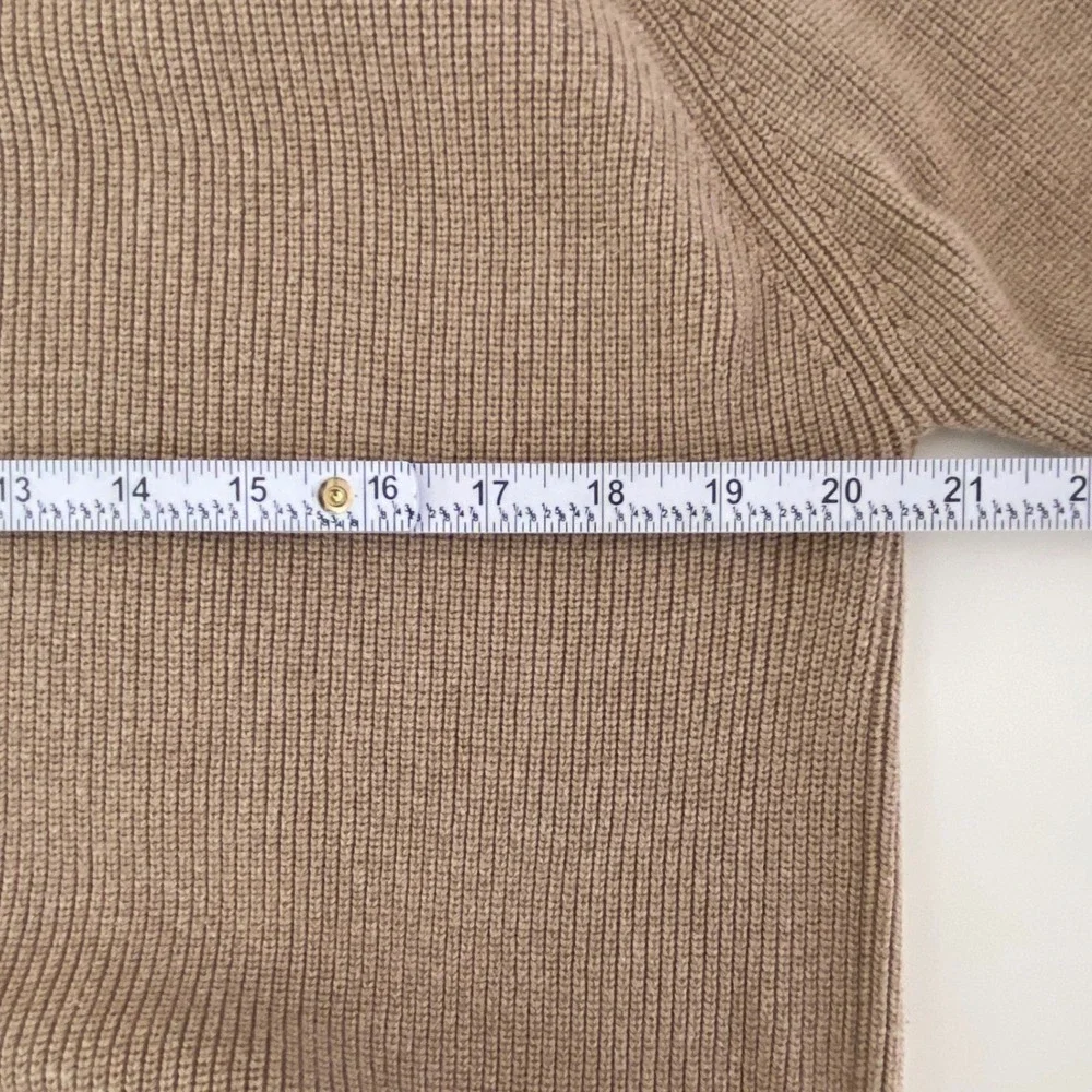 Zara Sweater Mens Medium Tan Ribbed Knit Crew Neck Raglan Minimalist Basic
